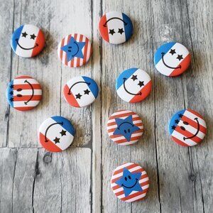 Red White Blue Pin Back Buttons - 1 Inch